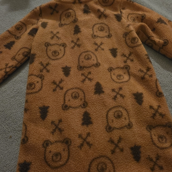 Cozy Fleece Brown and White Teddybear Baby Footie Set - Picture 7 of 12